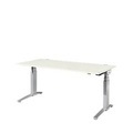 Schäfer Shop Genius Schreibtisch PLANOVA ERGOSTYLE, elektrisch höhenverstellbar, Rechteck, C-Fuss, B 1800 x T 800 x H 645-1305 mm, Buche/weissaluminium