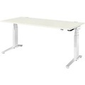 Schäfer Shop Genius Schreibtisch PLANOVA ERGOSTYLE, elektrisch höhenverstellbar, Rechteck, C-Fuss, B 1800 x T 800 x H 645-1305 mm, weiss