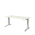 Schäfer Shop Genius Schreibtisch PLANOVA ERGOSTYLE, elektrisch höhenverstellbar, Rechteck, C-Fuss, B 1800 x T 800 x H 645-1305 mm, weiss/weissaluminium
