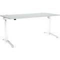 Schäfer Shop Genius Schreibtisch PLANOVA ERGOSTYLE, elektrisch höhenverstellbar, Rechteck, C-Fuss, B 1800 x T 800 x H 715-1182 mm, lichtgrau/weiss