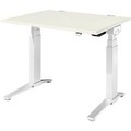 Schäfer Shop Genius Schreibtisch PLANOVA ERGOSTYLE, elektrisch höhenverstellbar, Rechteck, C-Fuss, B 1200 x T 800 x H 645-1305 mm, Kirsche Romana/weiss