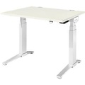Schäfer Shop Genius Schreibtisch PLANOVA ERGOSTYLE, elektrisch höhenverstellbar, Rechteck, C-Fuss, B 1200 x T 800 x H 645-1305 mm, weiss