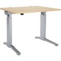 Schäfer Shop Genius Schreibtisch PLANOVA ERGOSTYLE, elektrisch höhenverstellbar, Rechteck, C-Fuss, B 1200 x T 800 x H 715-1182 mm, Buche/weissaluminium