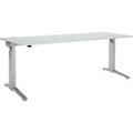 Schäfer Shop Genius Schreibtisch PLANOVA ERGOSTYLE, elektrisch höhenverstellbar, Rechteck, C-Fuss, B 2000 mm, lichtgrau/weissalu