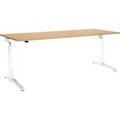 Schäfer Shop Genius Schreibtisch PLANOVA ERGOSTYLE, elektrisch höhenverstellbar, Rechteck, C-Fuss, B 2000 x T 800 x H 715-1182 mm, Ahorn/weissaluminium