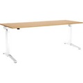 Schäfer Shop Genius Schreibtisch PLANOVA ERGOSTYLE, elektrisch höhenverstellbar, Rechteck, C-Fuss, B 2000 x T 800 x H 715-1182 mm, Buche/weiss