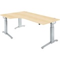 Schäfer Shop Genius Winkelschreibtisch 90° PLANOVA ERGOSTYLE, Ansatz links, manuell höhenverstellbar, B 2000 mm, Ahorn-Dekor/weissalu