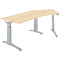 Schäfer Shop Genius Winkelschreibtisch PLANOVA ERGOSTYLE, elektrisch höhenverstellbar, 135° Winkel rechts, C-Fuss, B 2165 mm, Ahorn/weissalu