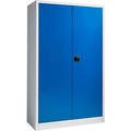 Schäfer Shop Select Materialschrank, abschliessbar, 4 verzinkte Böden, 5 OH, B 1200 x T 400 x H 1935 mm, Stahl, weissaluminium/enzianblau