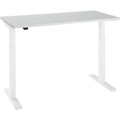 Schäfer Shop Select Home Office Schreibtisch, elektrisch höhenverstellbar, Rechteck, T-Fuss, B 1300 x T 650 x H 715-1205 mm, lichtgrau/weiss