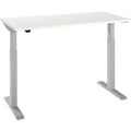 Schäfer Shop Select Home Office Schreibtisch, elektrisch höhenverstellbar, Rechteck, T-Fuss, B 1300 x T 650 x H 715-1205 mm, weiss/weissaluminium