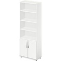 Kombischrank LOGIN, oben 4 Regale, unten 2 Ordnerhöhen mit Türen, B 800 x T 420 x H 2196 mm, weiß/weiß