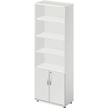 Schäfer Shop Select Kombischrank LOGIN, oben 4 Regale, unten 2 Ordnerhöhen mit Türen, B 800 x T 420 x H 2196 mm, lichtgrau/lichtgrau