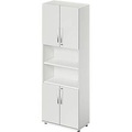 Schäfer Shop Select Kombischrank LOGIN, oben und unten 2 Ordnerhöhen mit Tür, Mitte Regal, B 800 x T 420 x H 2196 mm, lichtgrau/lichtgrau