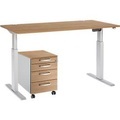Schäfer Shop Select Komplettset Schreibtisch und Rollcontainer ERGO-T, einstufig höhenverstellbar, Tisch B 1600 mm, Kirsche Romana-D.