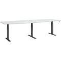Schäfer Shop Select Konferenztisch ERGO-T 2.0 Big, bis 8 Personen, elektrisch höhenverstellbar, Tonne, T-Fuss, B 2800 mm, lichtgrau/weissalu