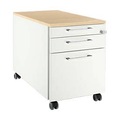 Schäfer Shop Select Rollcontainer 126, 3 Schübe, Griff eckig, weiss/Ahorn-Dekor