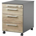 Schäfer Shop Select Rollcontainer SET UP, abschließbar, B 432 x T 580 x H 595 mm, graphit/eiche