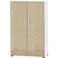 Schäfer Shop Select Schrank SET UP, 4 OH, abschliessbar, B 800 x T 420 x H 1470 mm, weiss/eiche