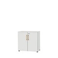 Schäfer Shop Select Schrank Start Off Wood, 2 OH, abschliessbar, B 800 x T 420 x H 744 mm, Holz, lichtgrau