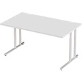 Schäfer Shop Select Schreibtisch COMBITEC, B 1600 x T 800 x H 677 - 817 mm, lichtgrau/weissalu