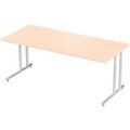 Schäfer Shop Select Schreibtisch COMBITEC, B 2000 x T 1000 x H 677 - 817 mm, Ahorn-Dekor/weissalu