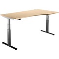 Schäfer Shop Select Schreibtisch DRIVE UP 2, elektrisch höhenverstellbar, Freiform, Ansatz rechts, T-Fuss, B 1800 mm, Ahorn/schwarz
