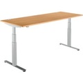 Schreibtisch DRIVE UP 2, T-Fuß, Rechteck, 2-stufig elektrisch höhenverstellbar, B 1800 mm, Buche/weißalu