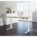 Schäfer Shop Select Schreibtisch, elektrisch höhenverstellbar, Rechteck, C-Fuss, B 1600 x T 800 x H 725-1185 mm, Eiche/weiss
