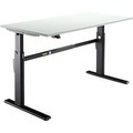 Schäfer Shop Select Schreibtisch, elektrisch höhenverstellbar, Rechteck, C-Fuss, B 1600 x T 800 x H 725-1185 mm, lichtgrau/schwarz