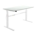 Schäfer Shop Select Schreibtisch, elektrisch höhenverstellbar, Rechteck, C-Fuss, B 1600 x T 800 x H 725-1185 mm, lichtgrau/weiss