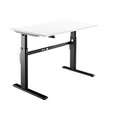 Schäfer Shop Select Schreibtisch, elektrisch höhenverstellbar, Rechteck, C-Fuss, B 1200 x T 800 x H 725-1185 mm, weiss/schwarz