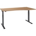 Schäfer Shop Select Schreibtisch ERGO-T 2.0, elektr. höhenverstellbar, Freiform Ansatz rechts, T-Fuss, B 1800 x H 715-1205 mm, Kirsche Romana/anthrazit