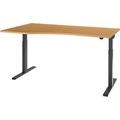 Schäfer Shop Select Schreibtisch ERGO-T 2.0, elektrisch höhenverstellbar, Freiform Ansatz links, T-Fuss, B 1800 x H 715-1205 mm, Buche/weissalu