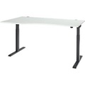 Schäfer Shop Select Schreibtisch ERGO-T 2.0, elektrisch höhenverstellbar, Freiform Ansatz links, T-Fuss, B 1800 x H 715-1205 mm, lichtgrau/anthrazit