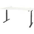Schäfer Shop Select Schreibtisch ERGO-T 2.0, elektrisch höhenverstellbar, Freiform Ansatz links, T-Fuss, B 1800x H 640-1300 mm, weiss/anthrazit
