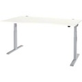 Schäfer Shop Select Schreibtisch ERGO-T 2.0, elektrisch höhenverstellbar, Freiform Ansatz links, T-Fuss, B 1800x H 640-1300 mm, weiss/weissalu