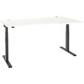 Schäfer Shop Select Schreibtisch ERGO-T 2.0, elektrisch höhenverstellbar, Freiform Ansatz rechts, T-Fuss, B 1800x H 640-1300 mm, weiss/anthrazit