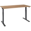 Schäfer Shop Select Schreibtisch ERGO-T 2.0, elektrisch höhenverstellbar, Rechteck, T-Fuss, B 1600 x T 800 x H 715-1205 mm, Kirsche Romana/anthrazit
