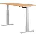 Schäfer Shop Select Schreibtisch ERGO-T, elektrisch höhenverstellbar, Rechteck, T-Fuss, B 1200 x T 800 x H 640-1300 mm, Buche/weissaluminium