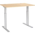 Schäfer Shop Select Schreibtisch ERGO-T, elektrisch höhenverstellbar, Rechteck, T-Fuss, B 1200 x T 800 x H 725-1185 mm, Ahorn/alusilber