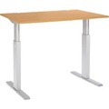 Schäfer Shop Select Schreibtisch ERGO-T, elektrisch höhenverstellbar, Rechteck, T-Fuss, B 1200 x T 800 x H 725-1185 mm, Buche/alusilber