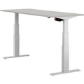 Schäfer Shop Select Schreibtisch ERGO-T, elektrisch höhenverstellbar, Rechteck, T-Fuss, B 1600 x T 800 x H 640-1300 mm, lichtgrau/weissaluminium