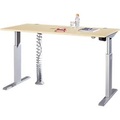 Schäfer Shop Select Schreibtisch ERGO-T, elektrisch höhenverstellbar, Rechteck, T-Fuss, B 1600 x T 800 x H 725-1185 mm, Ahorn/weissaluminium