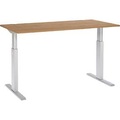 Schäfer Shop Select Schreibtisch ERGO-T, elektrisch höhenverstellbar, Rechteck, T-Fuss, B 1600 x T 800 x H 725-1185 mm, Kirsche Romana/alusilber