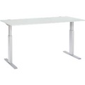 Schäfer Shop Select Schreibtisch ERGO-T, elektrisch höhenverstellbar, Rechteck, T-Fuss, B 1800 x T 800 x H 725-1185 mm, lichtgrau/weissaluminium