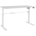 Schäfer Shop Select Schreibtisch Moxxo IQ, elektrisch höhenverstellbar, Rechteck, C-Fuss, B 1600 x T 800 x H 725-1185 mm, lichtgrau/weiss