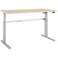 Schäfer Shop Select Schreibtisch Moxxo IQ, elektrisch höhenverstellbar, Rechteck, C-Fuss, B 1800 x T 800 x H 725-1185 mm, Ahorn/weiss