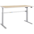 Schäfer Shop Select Schreibtisch Moxxo IQ, elektrisch höhenverstellbar, Rechteck, C-Fuss, B 1800 x T 800 x H 725-1185 mm, Ahorn/weissaluminium