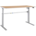 Schäfer Shop Select Schreibtisch Moxxo IQ, elektrisch höhenverstellbar, Rechteck, C-Fuss, B 1800 x T 800 x H 725-1185 mm, Buche/weissaluminium